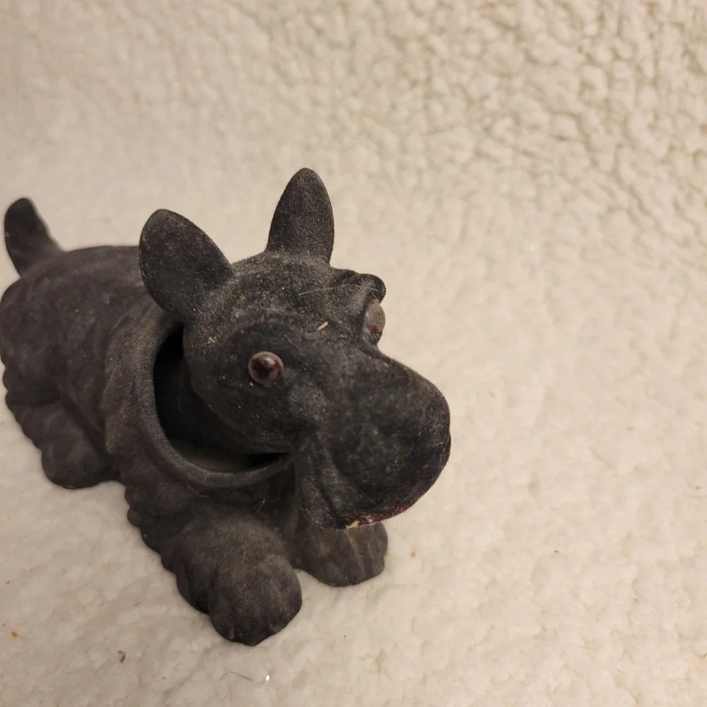 Vintage Japan Black Flocked Scottie Dog Bobblehead Nodder Terrier Figurine‎ 6
